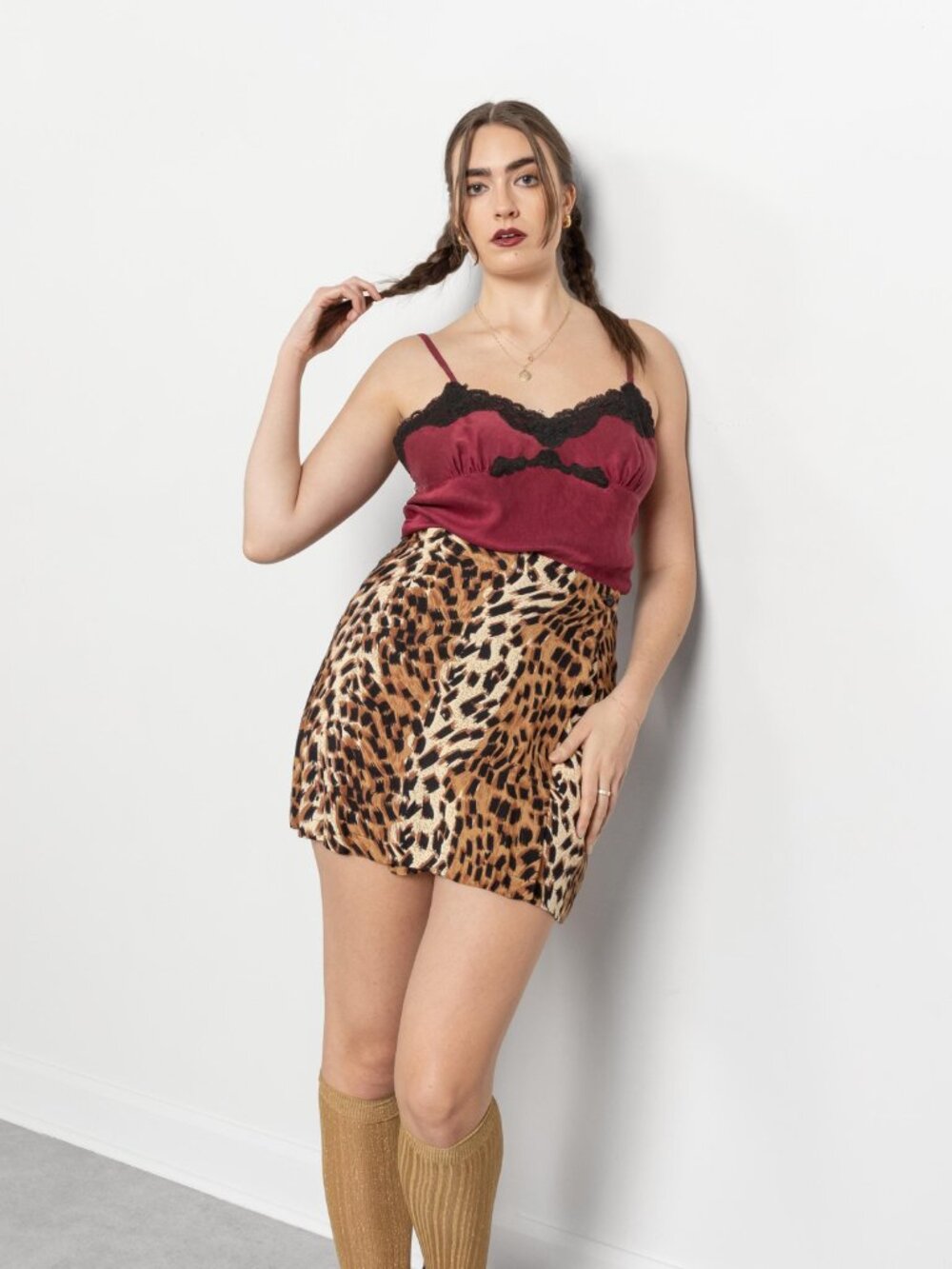 LEOPARD MINI SKIRT Wrap Vintage Animal Print / 29 Inch Waist / Size 8